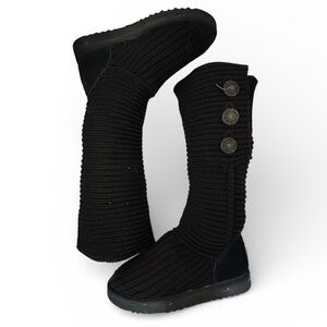 UGG Charcoal Knit Boots with Button Accents